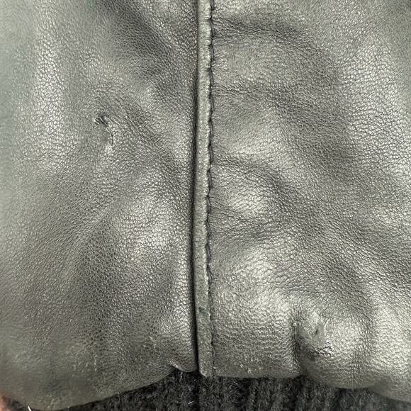 VTG Baby Phat Jacket Womens Large Black Leather Hood Fleece Lined Coat Y2K READ - Picture 10 of 16